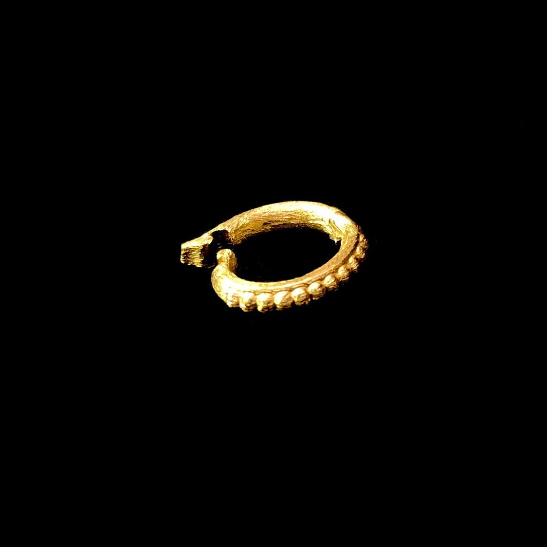 Side view of 18K gold Oval Charm Holder slightly ajar