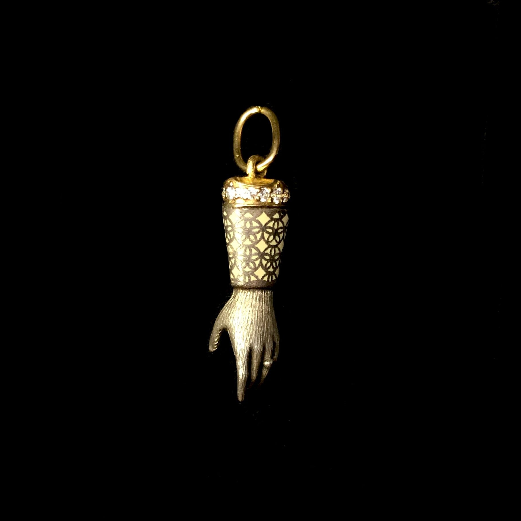 Front view of Ivory Enamel Hand Charm