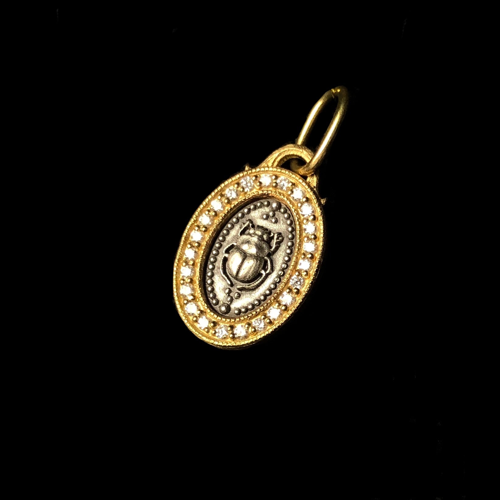 Front view of Diamond Scarab Charm