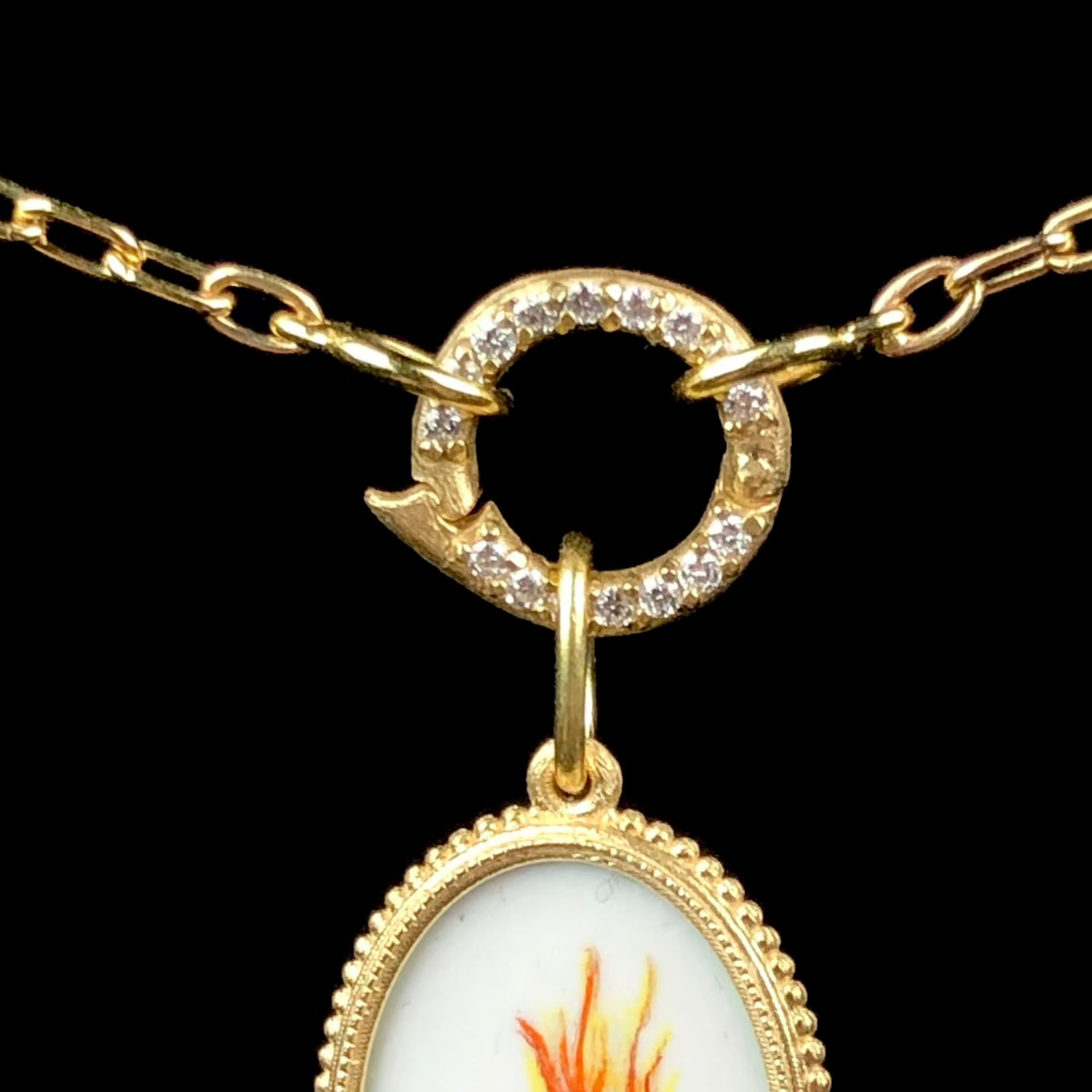 White Diamond Charm Holder / Chain Clasp