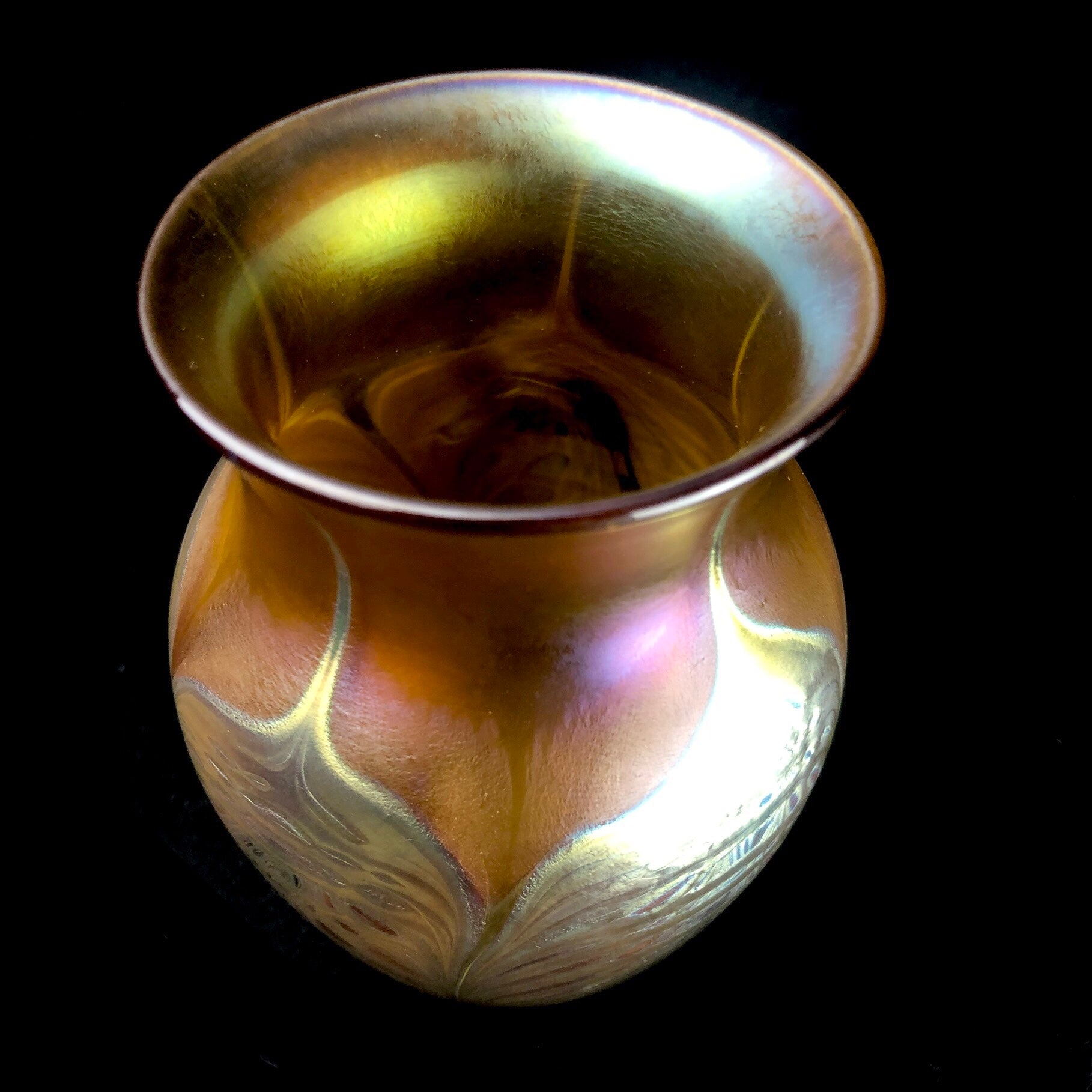 Top view of Amber Cathedral Vase
