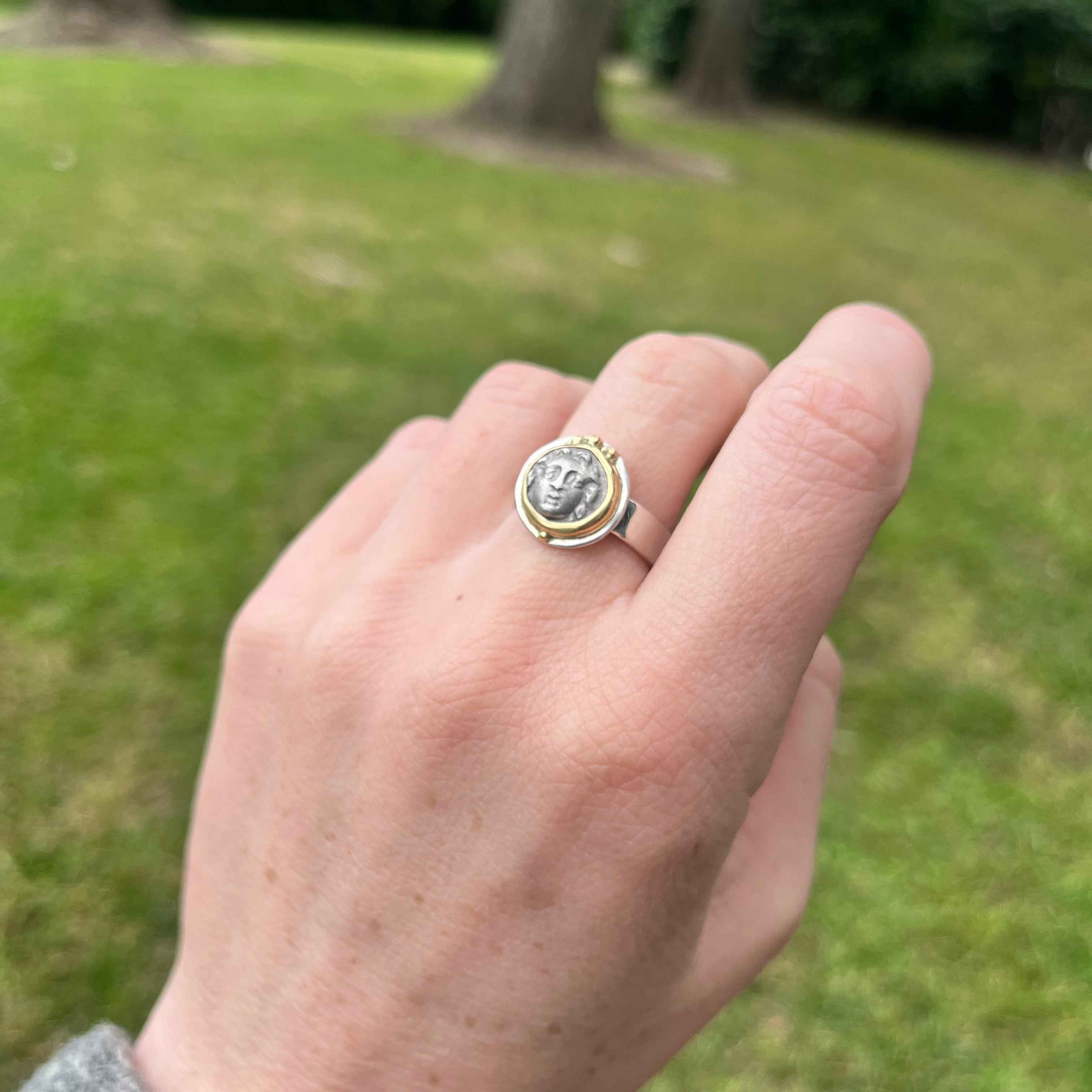 Ancient Greek Gorgoneion Coin Ring
