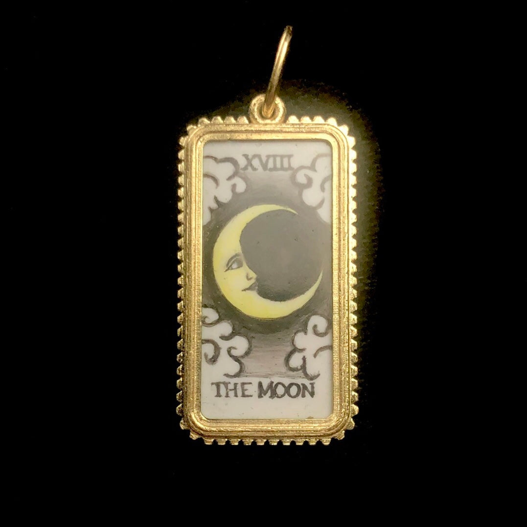 Front view of Moon Tarot Card Charm