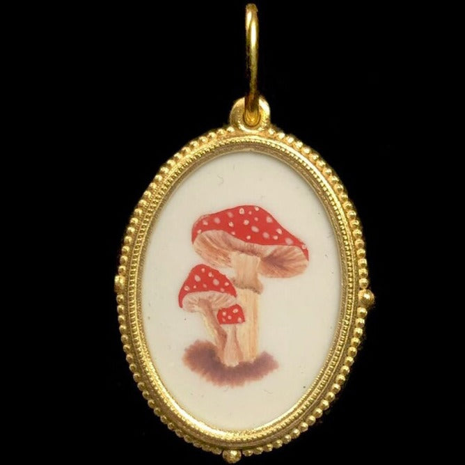 Front view of Medium Hand Painted Mushroom Charm