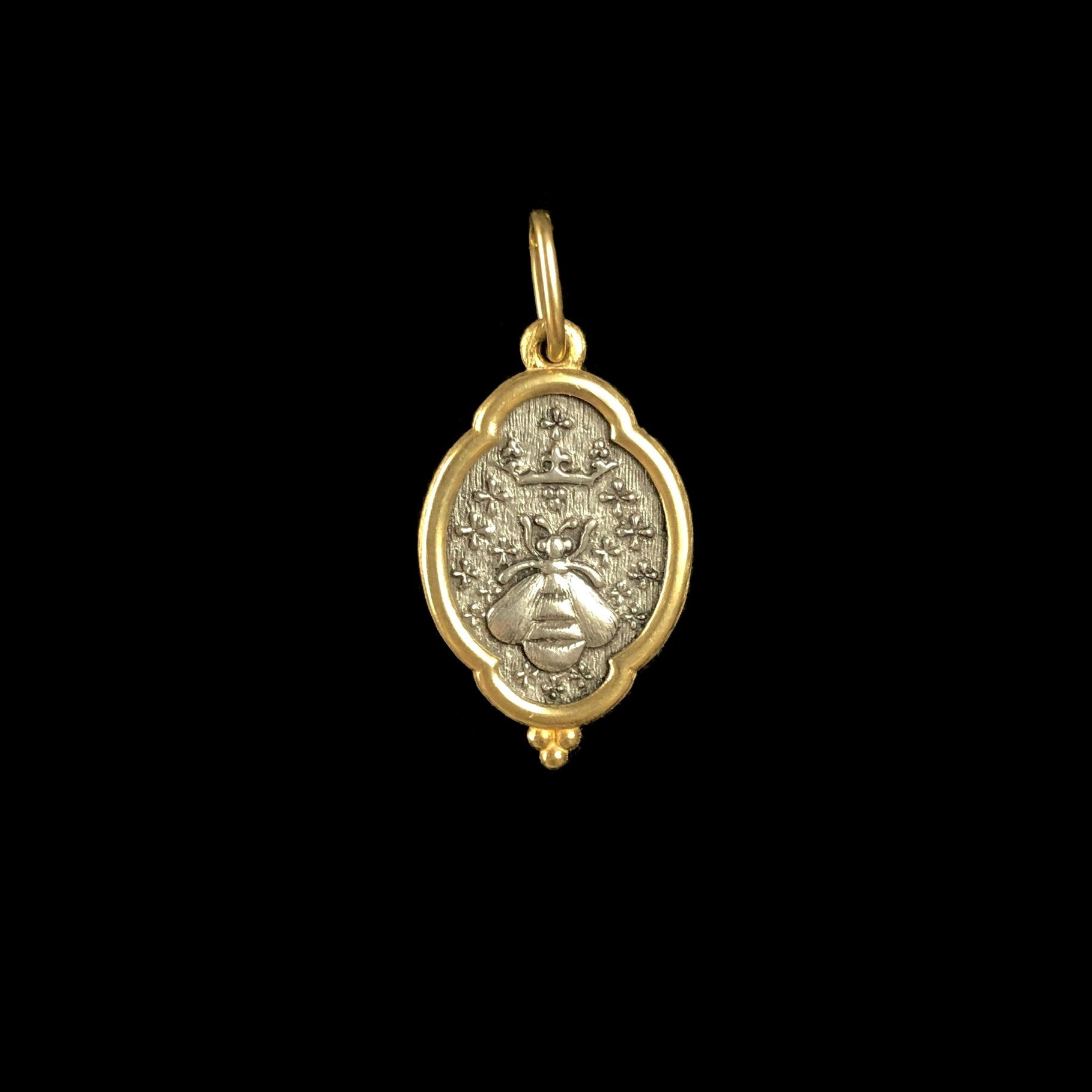 Front side of Queen Bee Charm with crowned Bee 