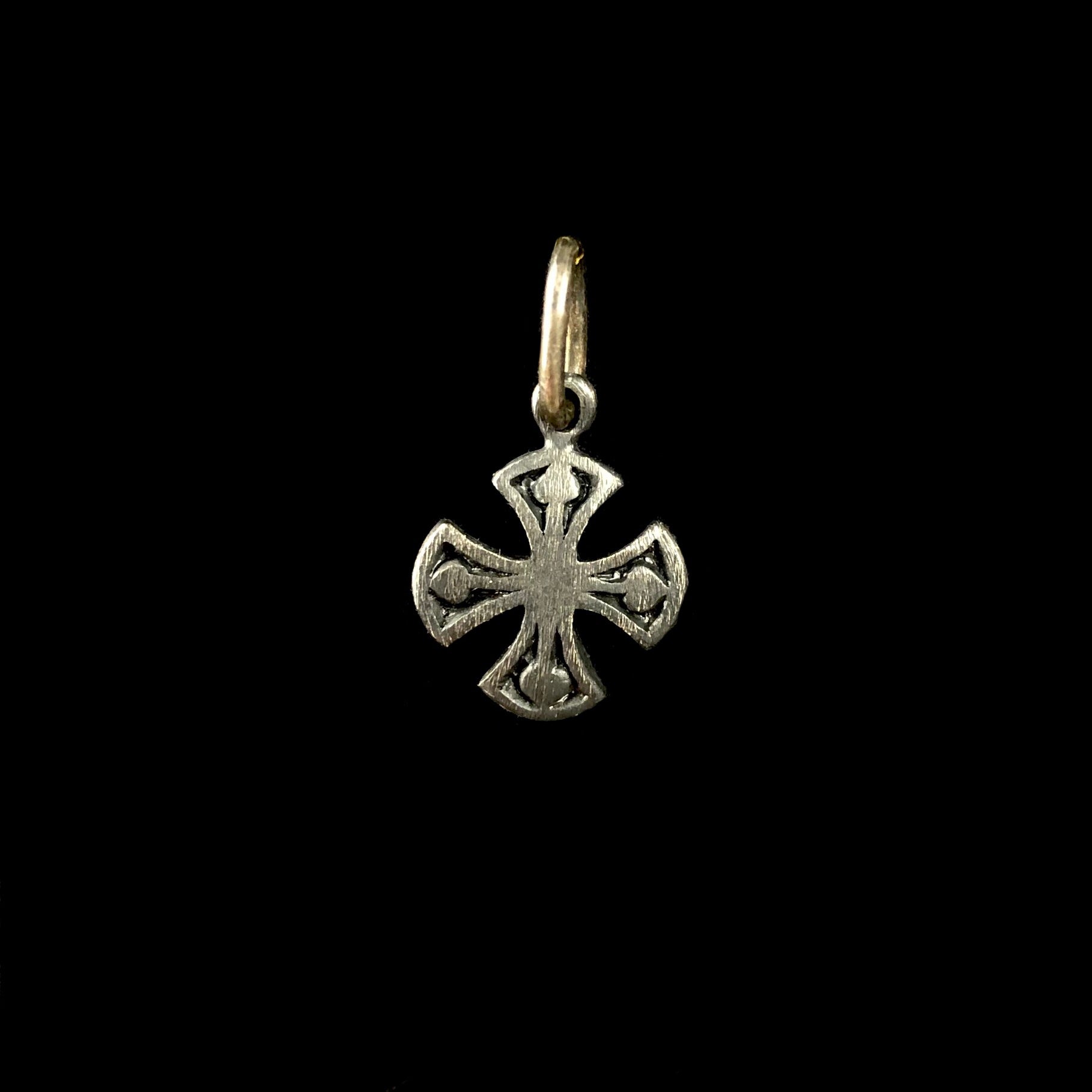 Back of Maltese Cross blackened silver charm