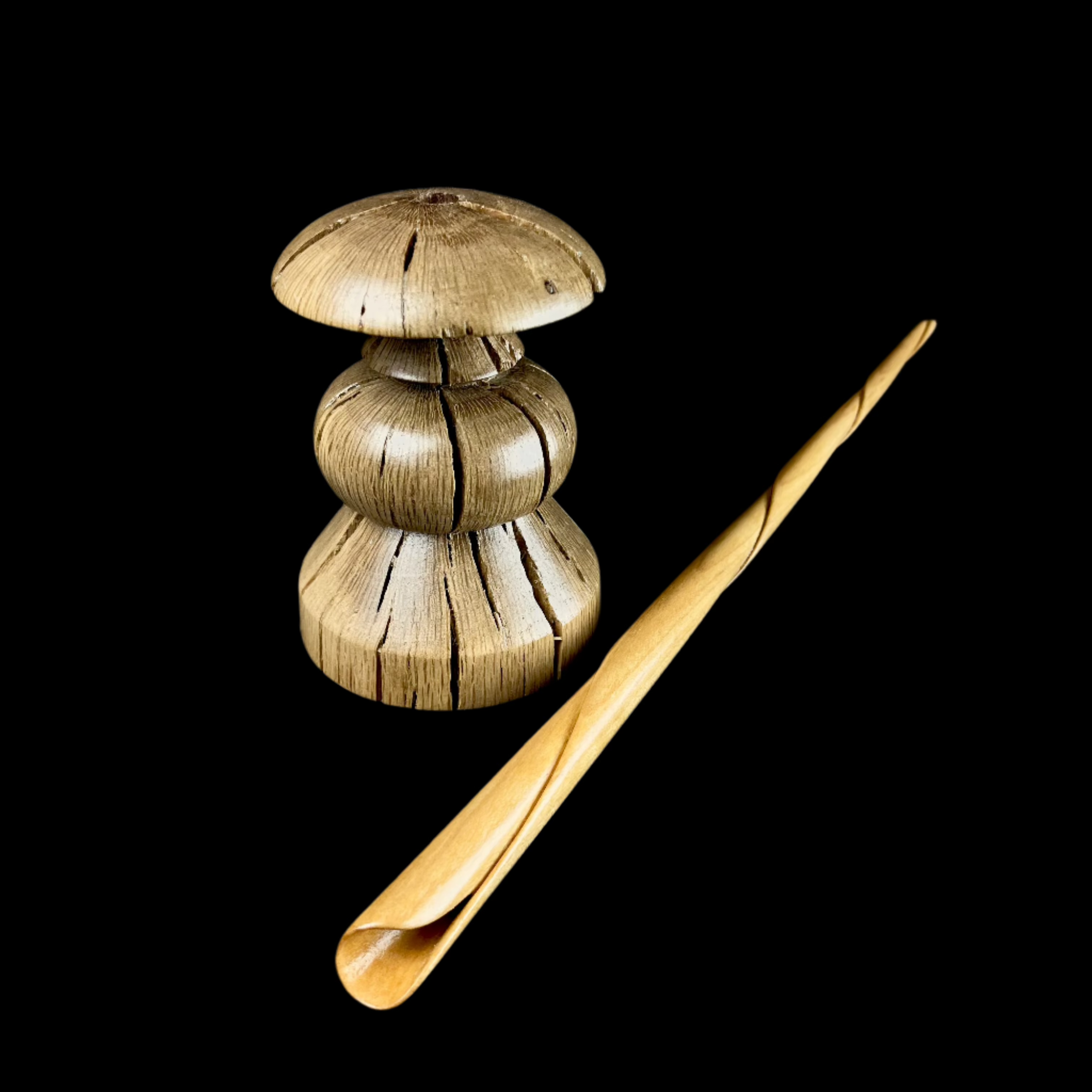 Brown wood Base with light wood wand