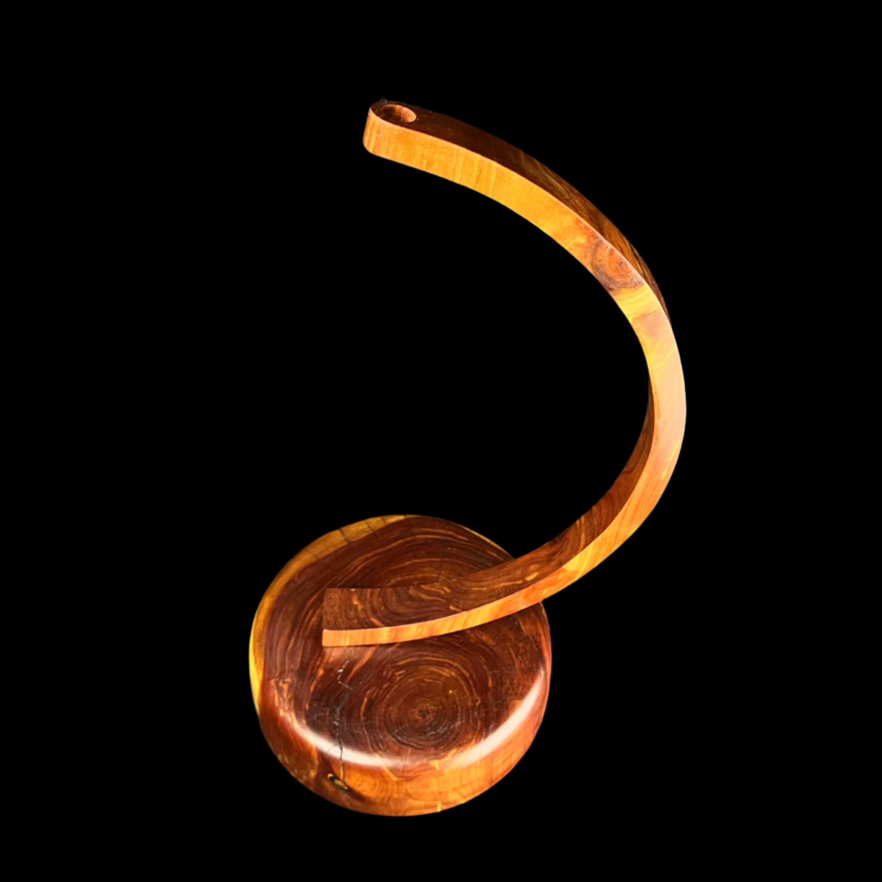 Warm red wood semi-circular wand stand