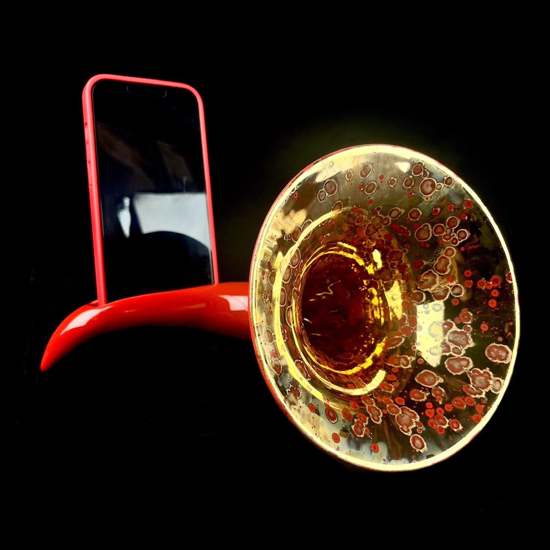 Front view of Red & Gold Phonograph