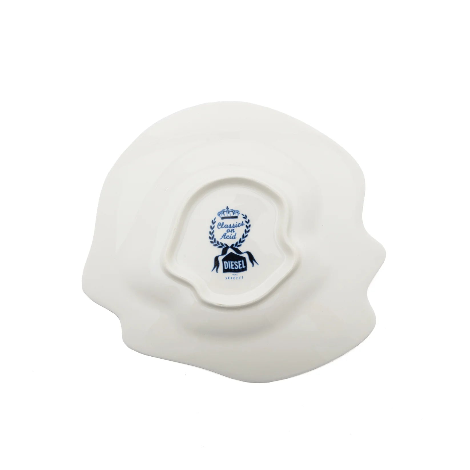 White back of plate with Diesel logo on a white background