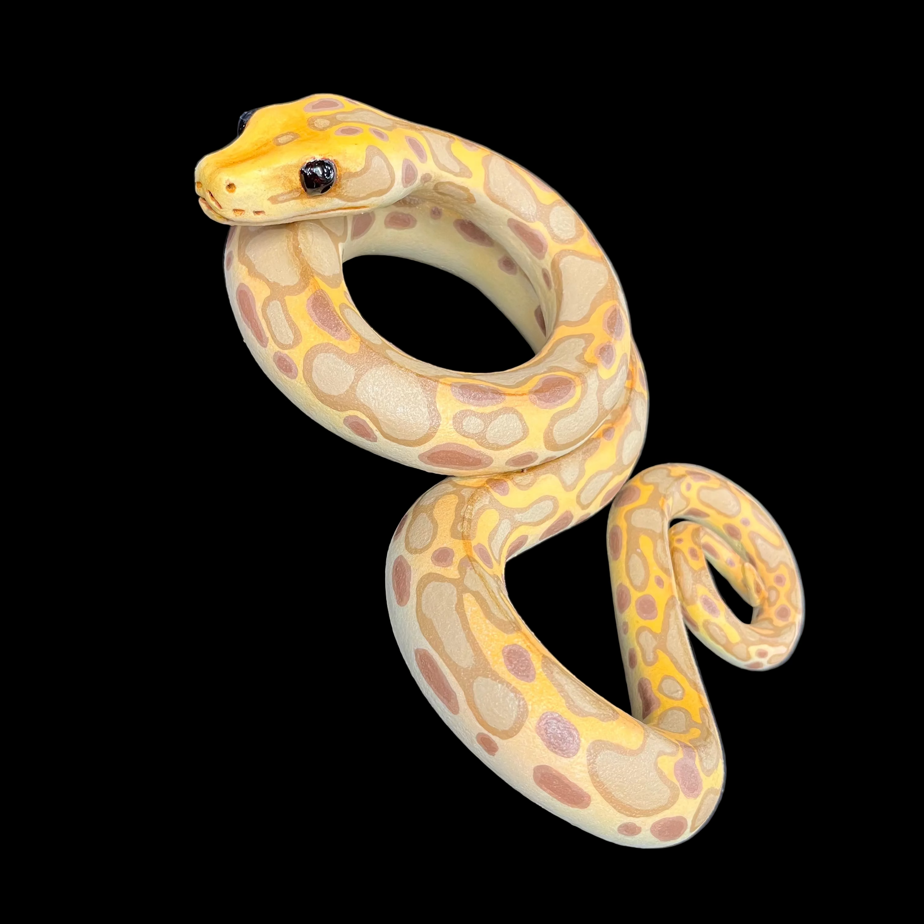 Yellow and brown snake on a dark blue background