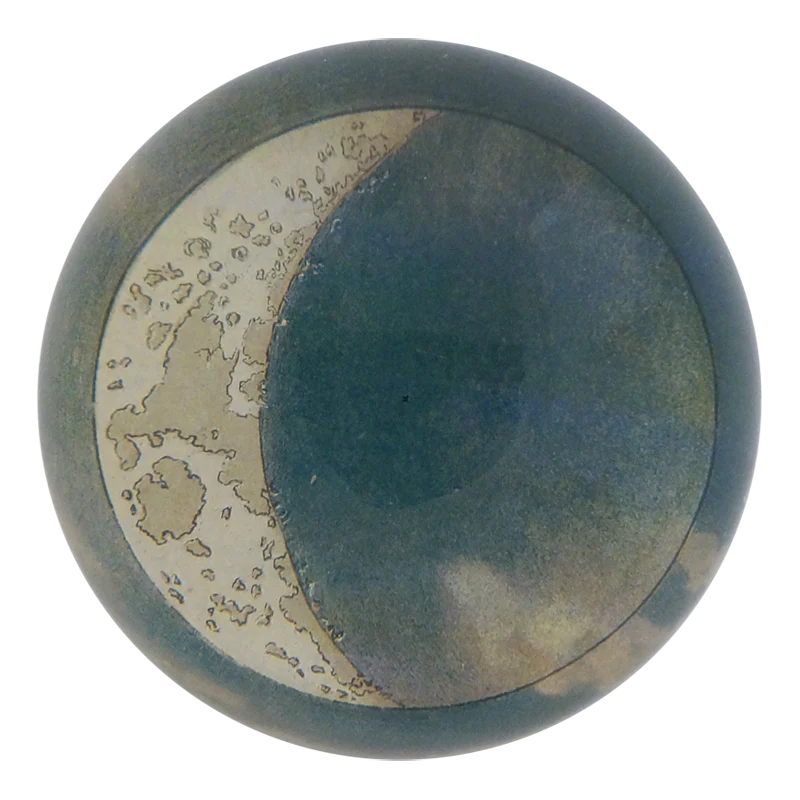 Round stone with two-tone color pattern on a white background