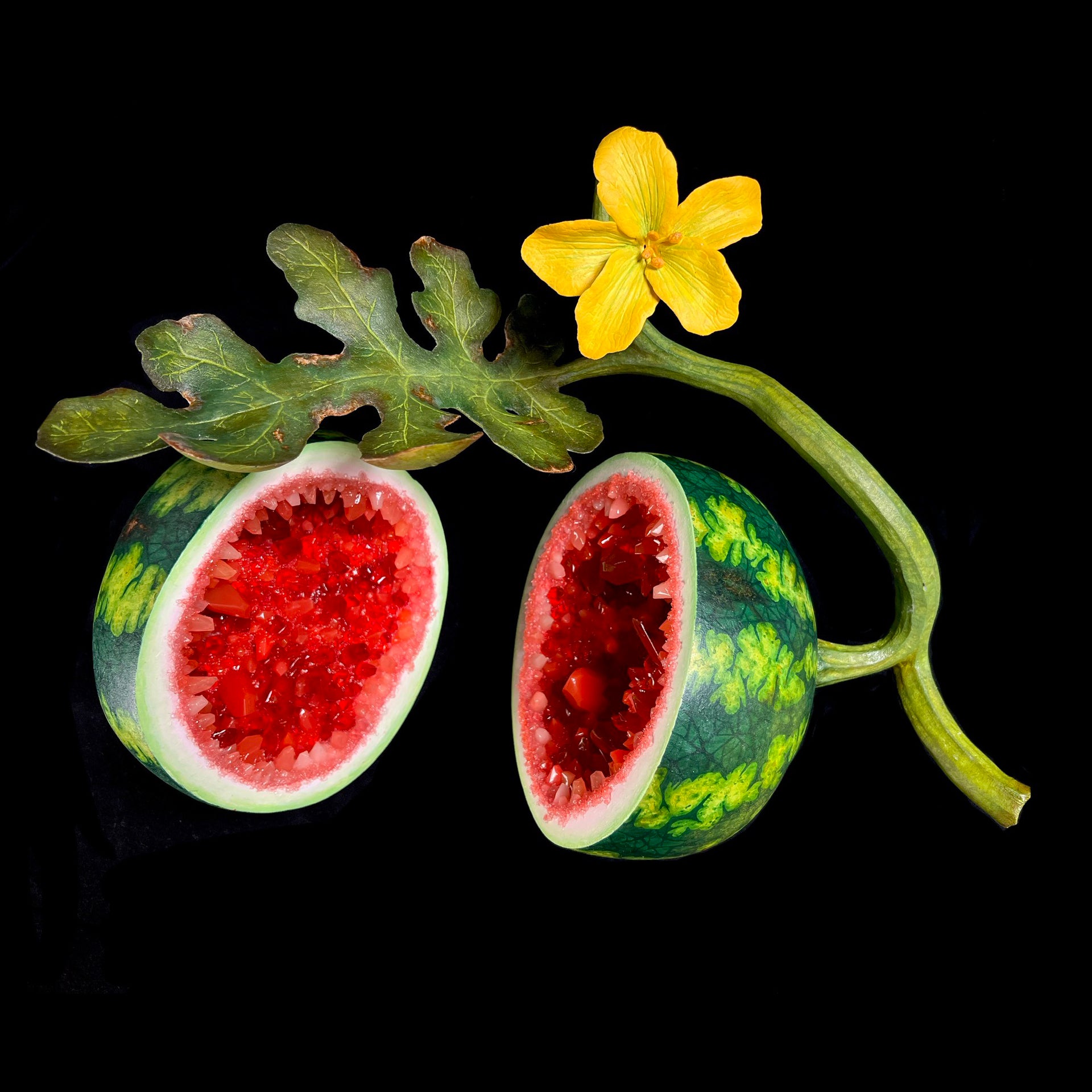 Front view of Watermelon Geode Sculpture 