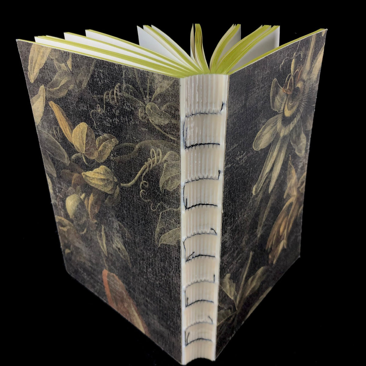 Spine and cover pages of Canvas Passion Flower Journal seen from the back