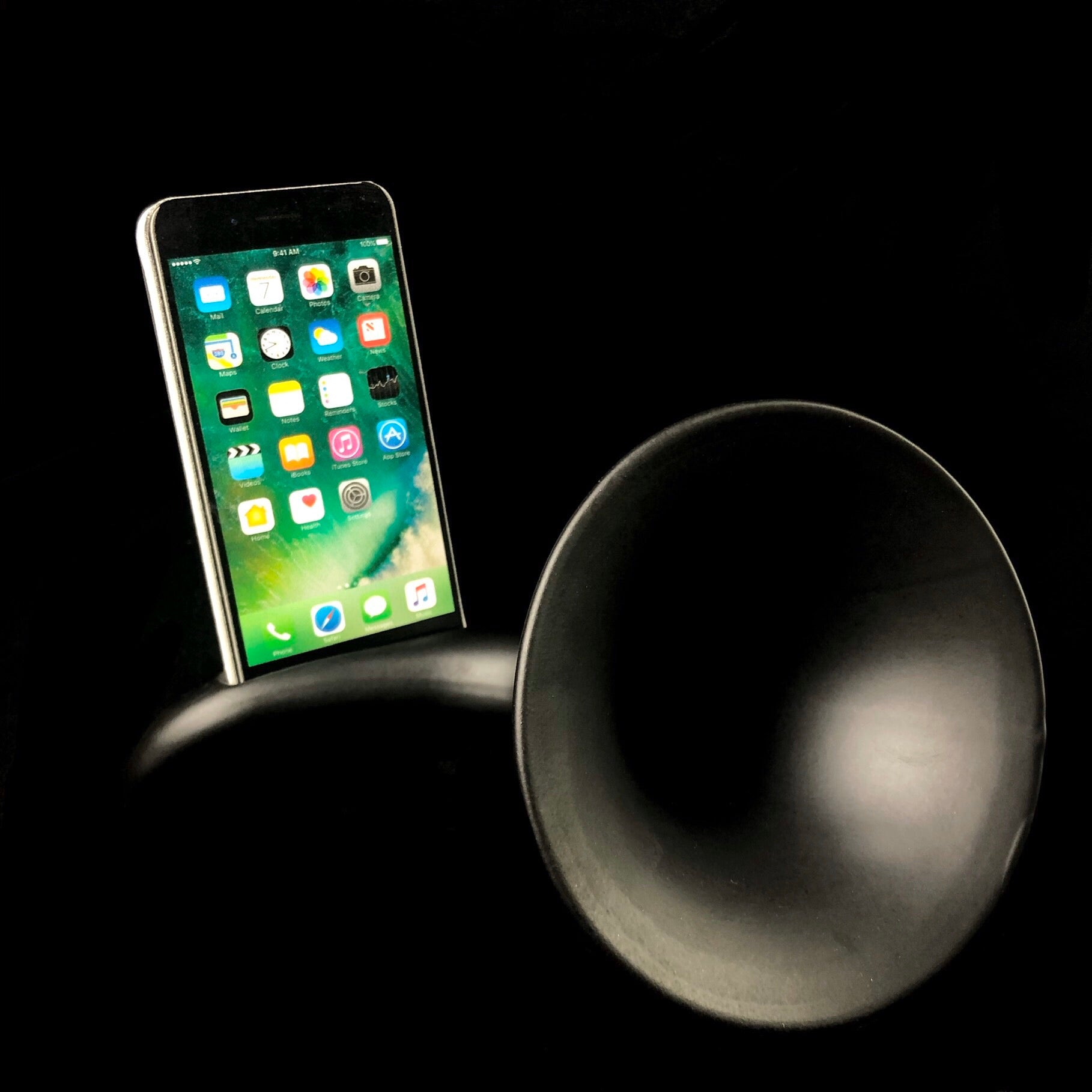 Front view of Matte Black Phonograph