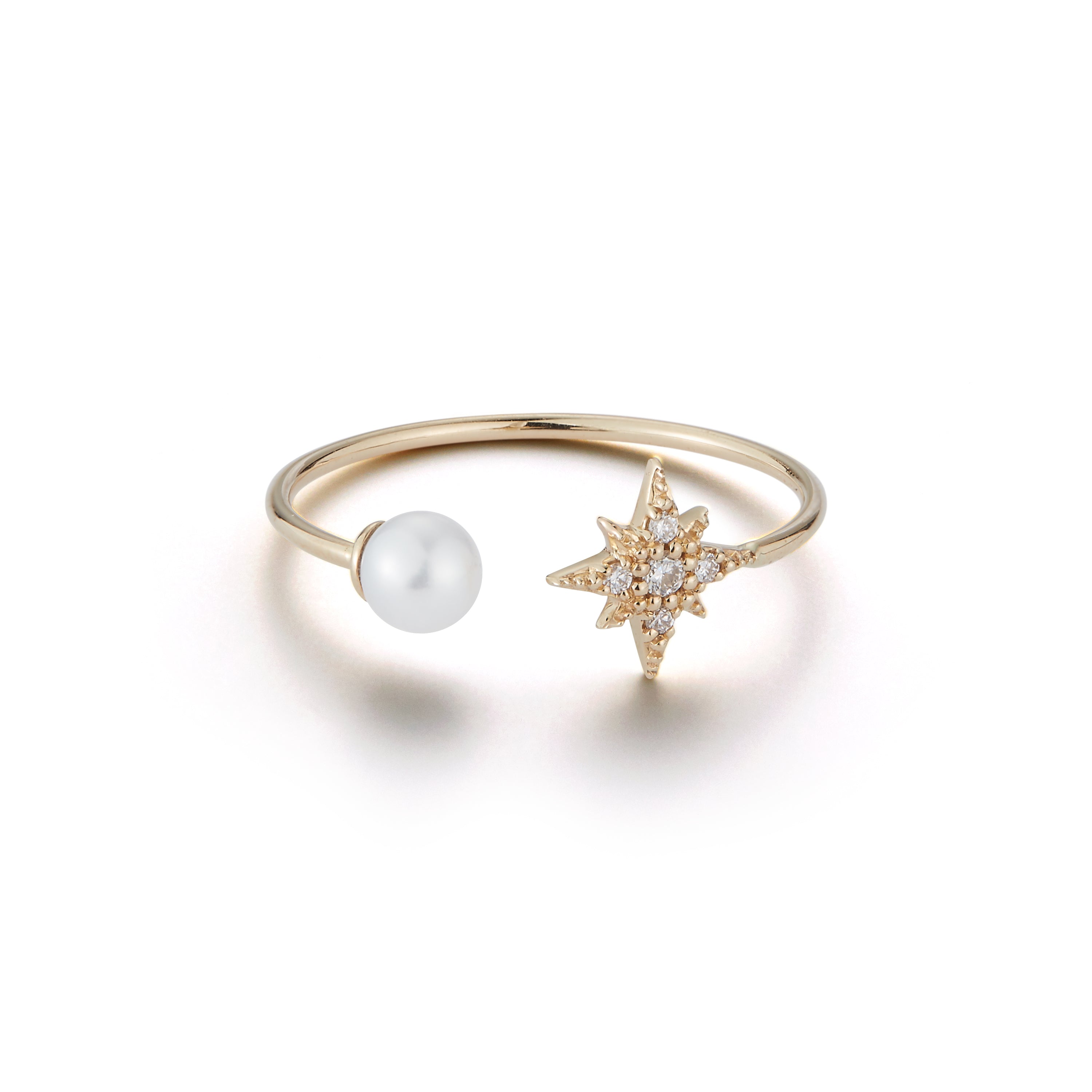 Pearl & Diamond Star Ring