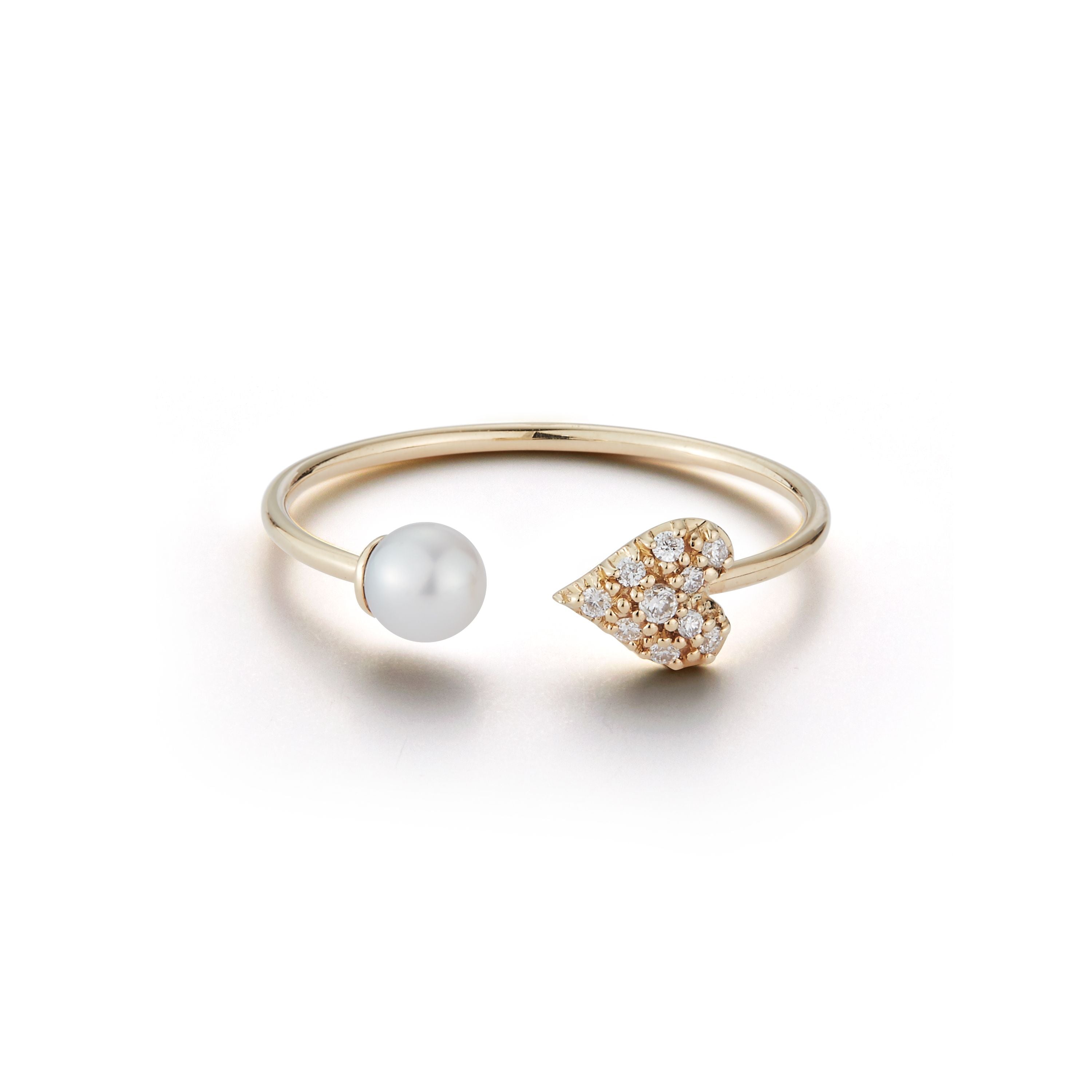 Pearl & Diamond Heart Ring