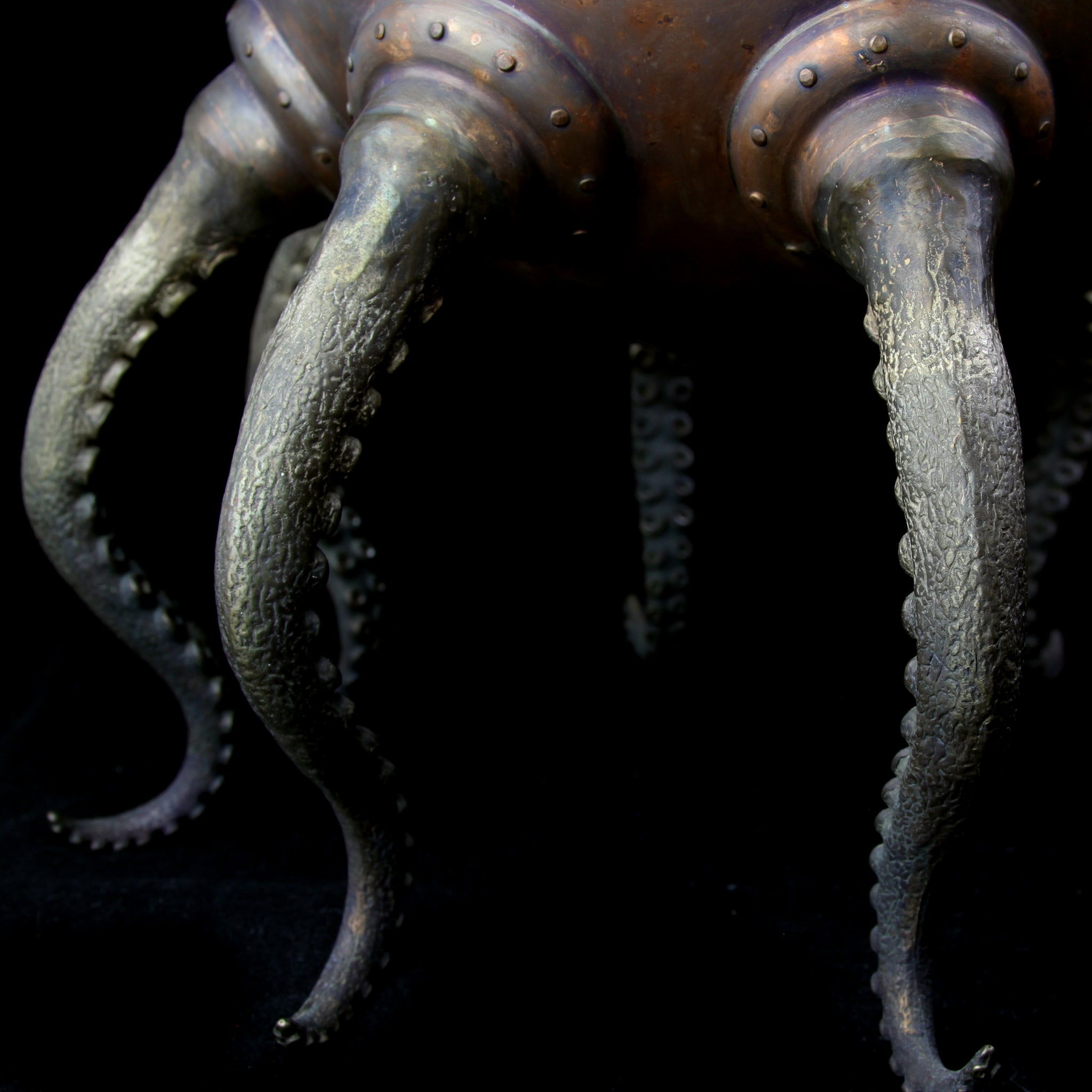Detailed view of cast bronze tentacle feet on Grandfather Octopod Desk Lamp