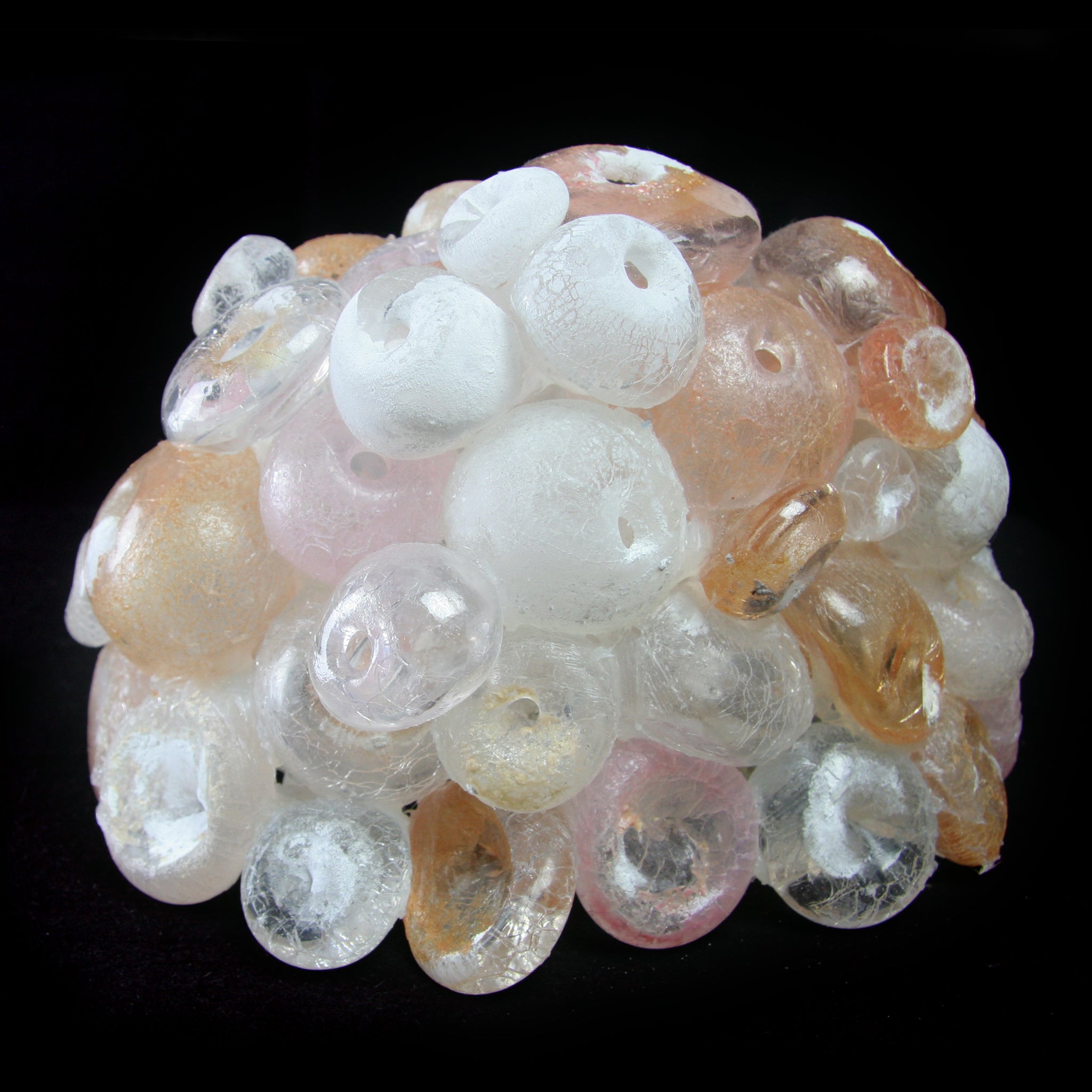 Side view of Medium Pink Barnacle glass sculpture