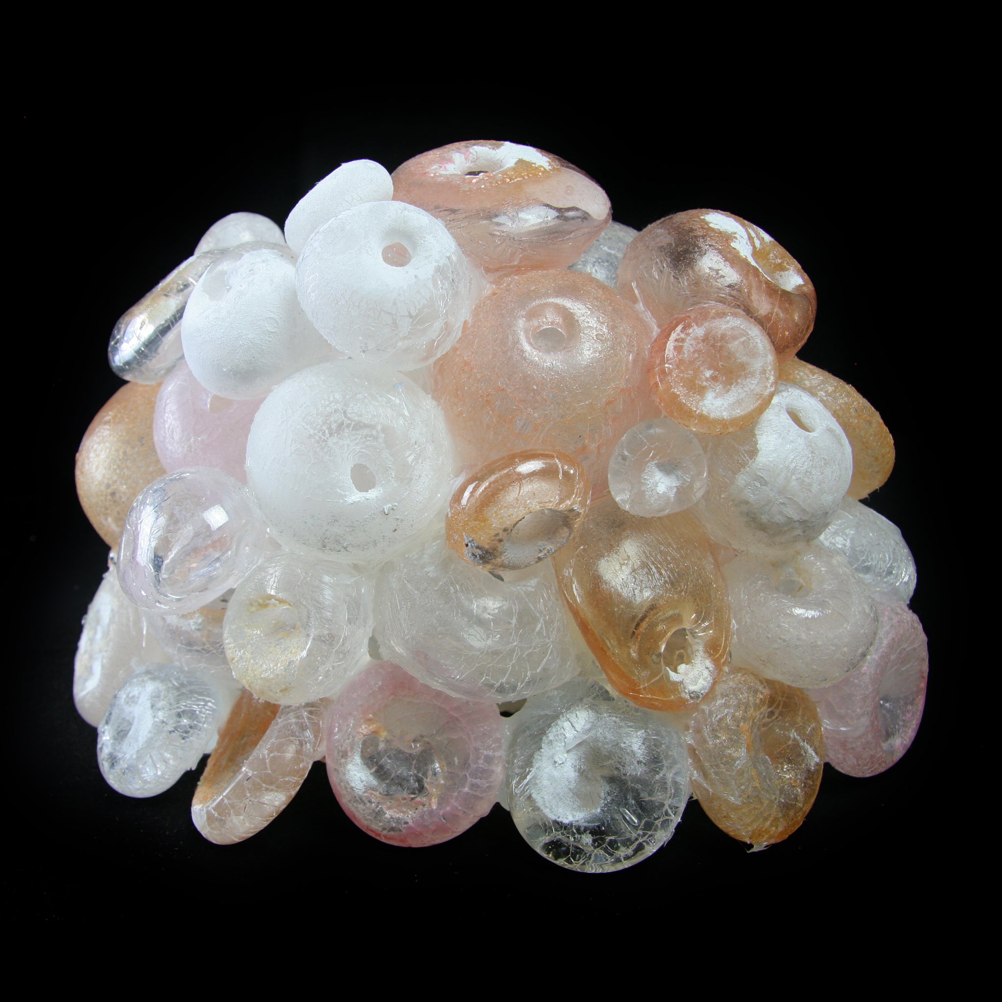 Front view of Medium Pink Barnacle glass sculpture