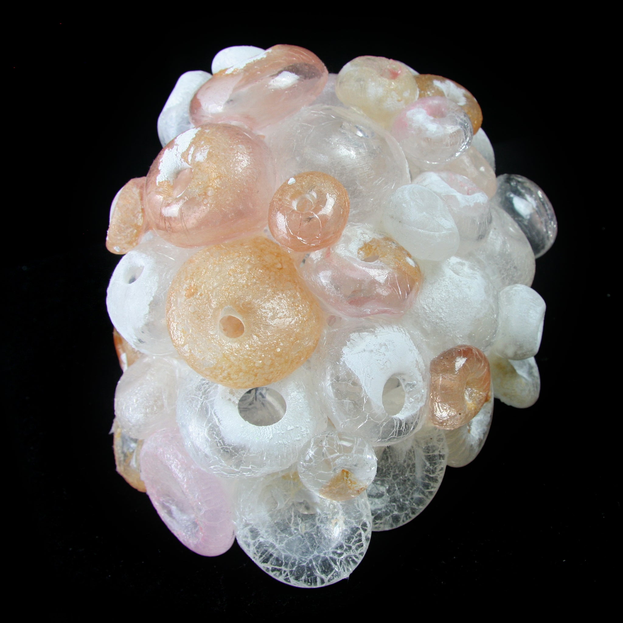 Alternate side view of Medium Pink Barnacle glass sculpture