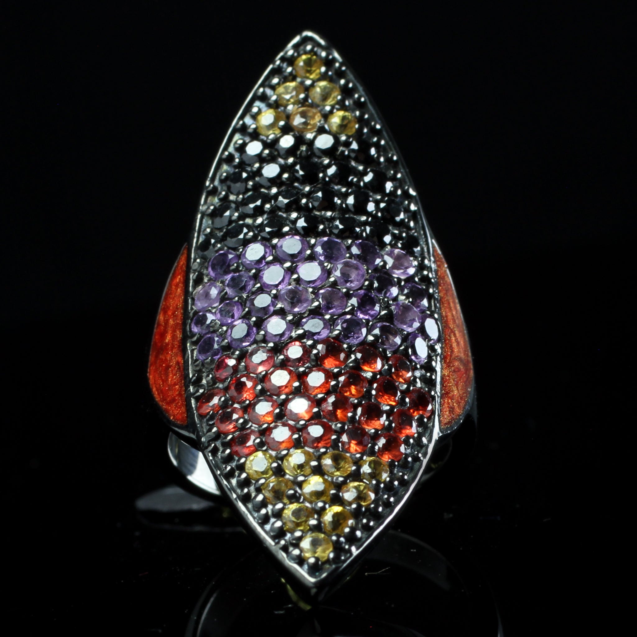 Red and Purple Sapphire Shield Ring