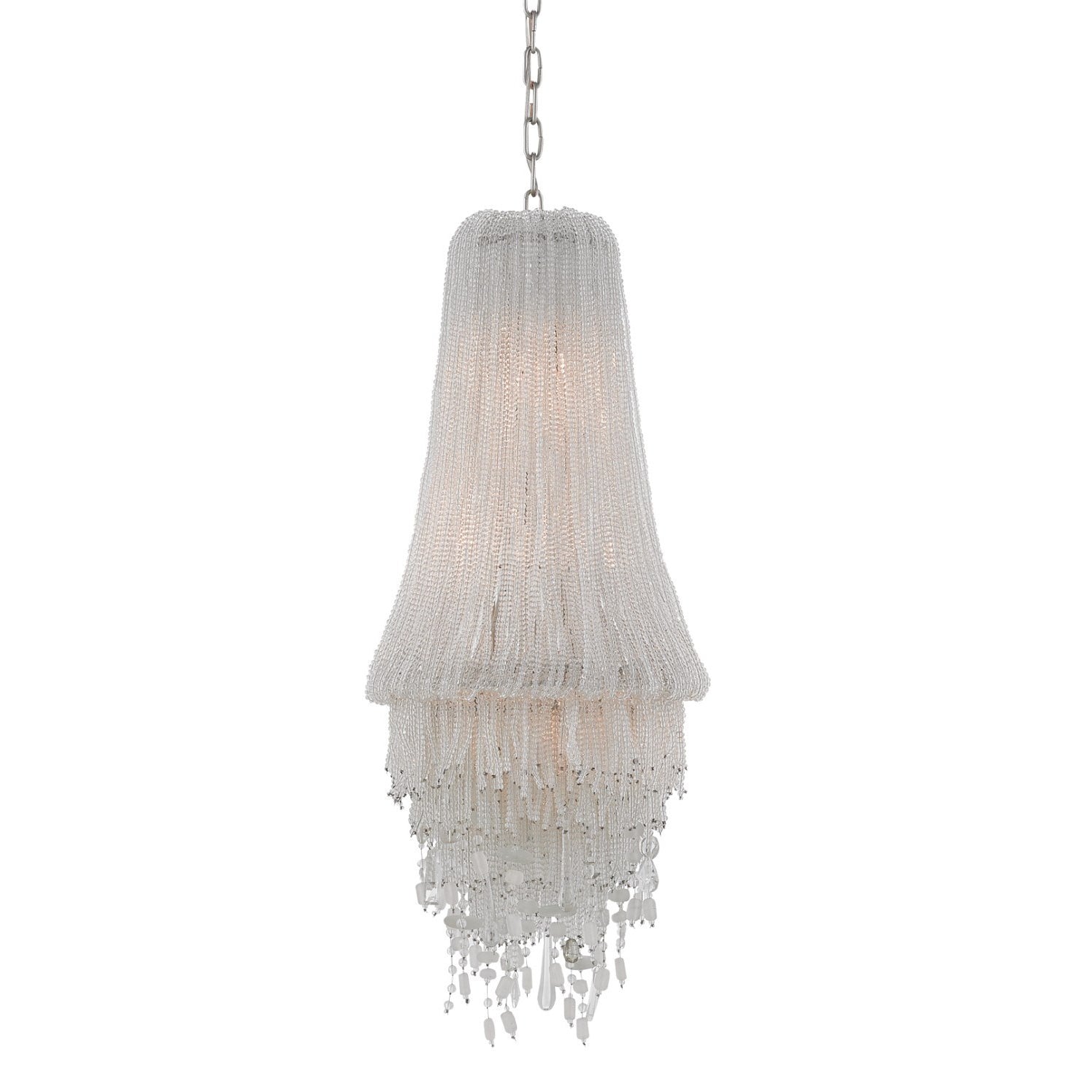 Front view of Clear Beaded glass Chandelier