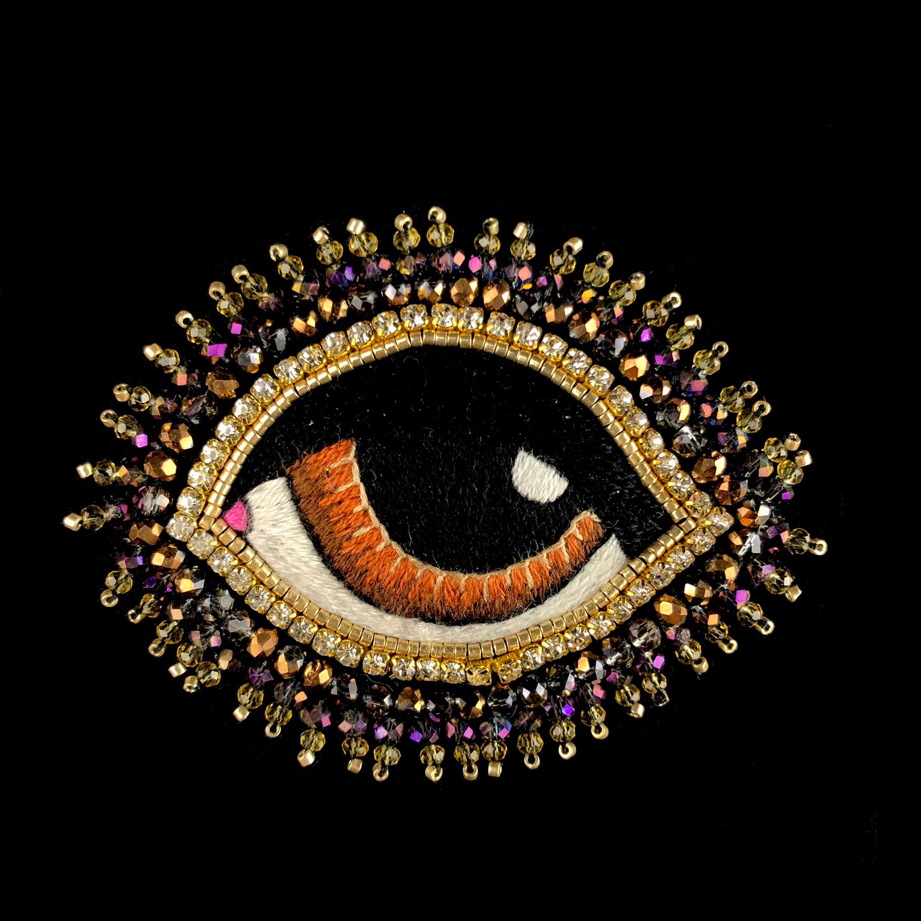 Front view of Large Brown Eye Brooch