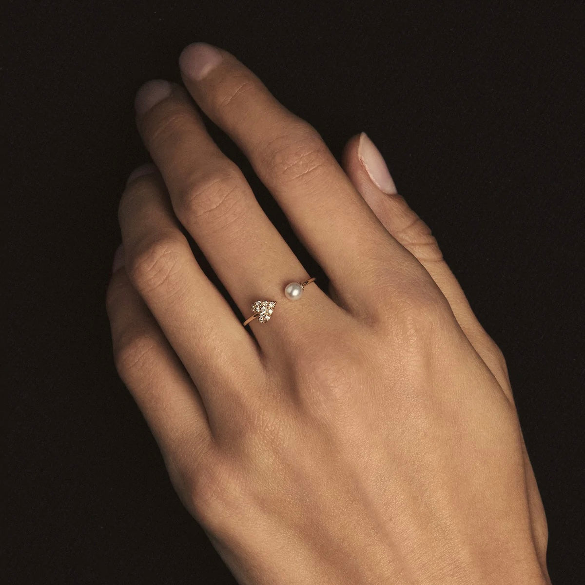 Pearl & Diamond Heart Ring