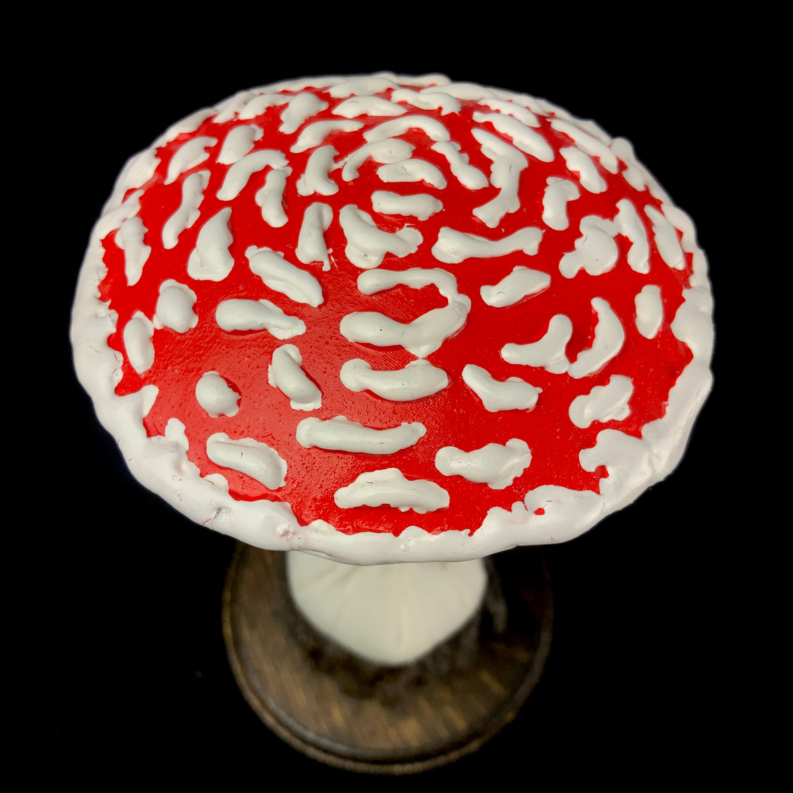 Top view of Amanita muscaria Mushroom sculpture