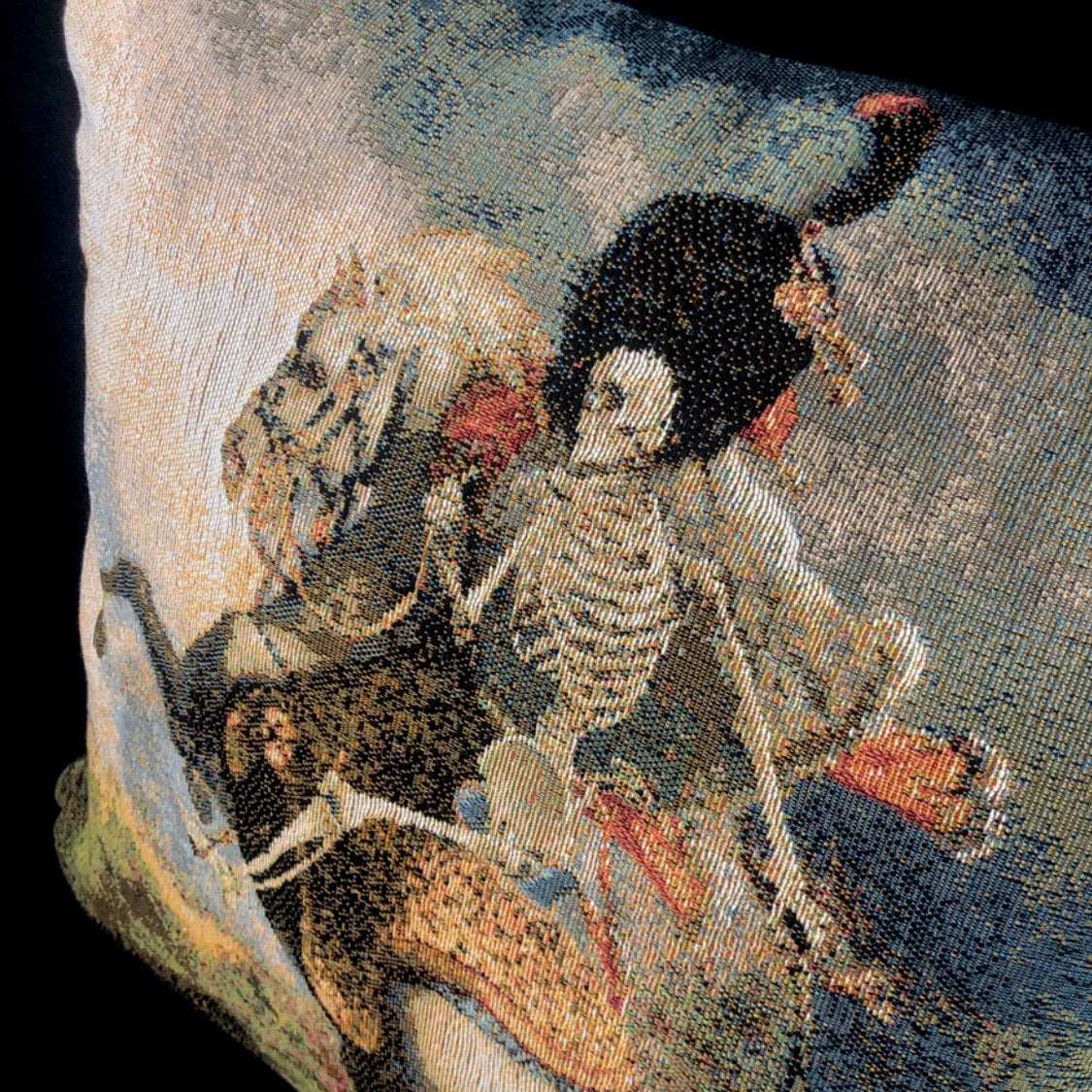 Top view of woven thread detail on Mounted Skeleton Pillow