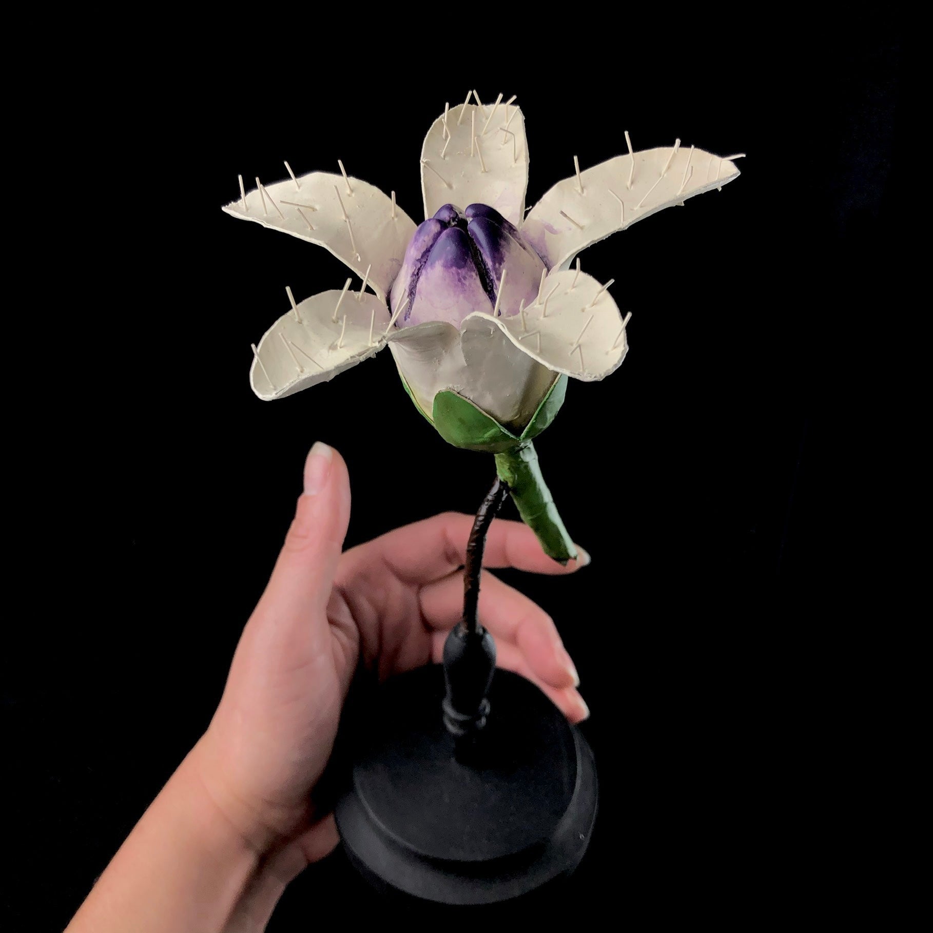 White Purple Flower Study Model in hand for size reference