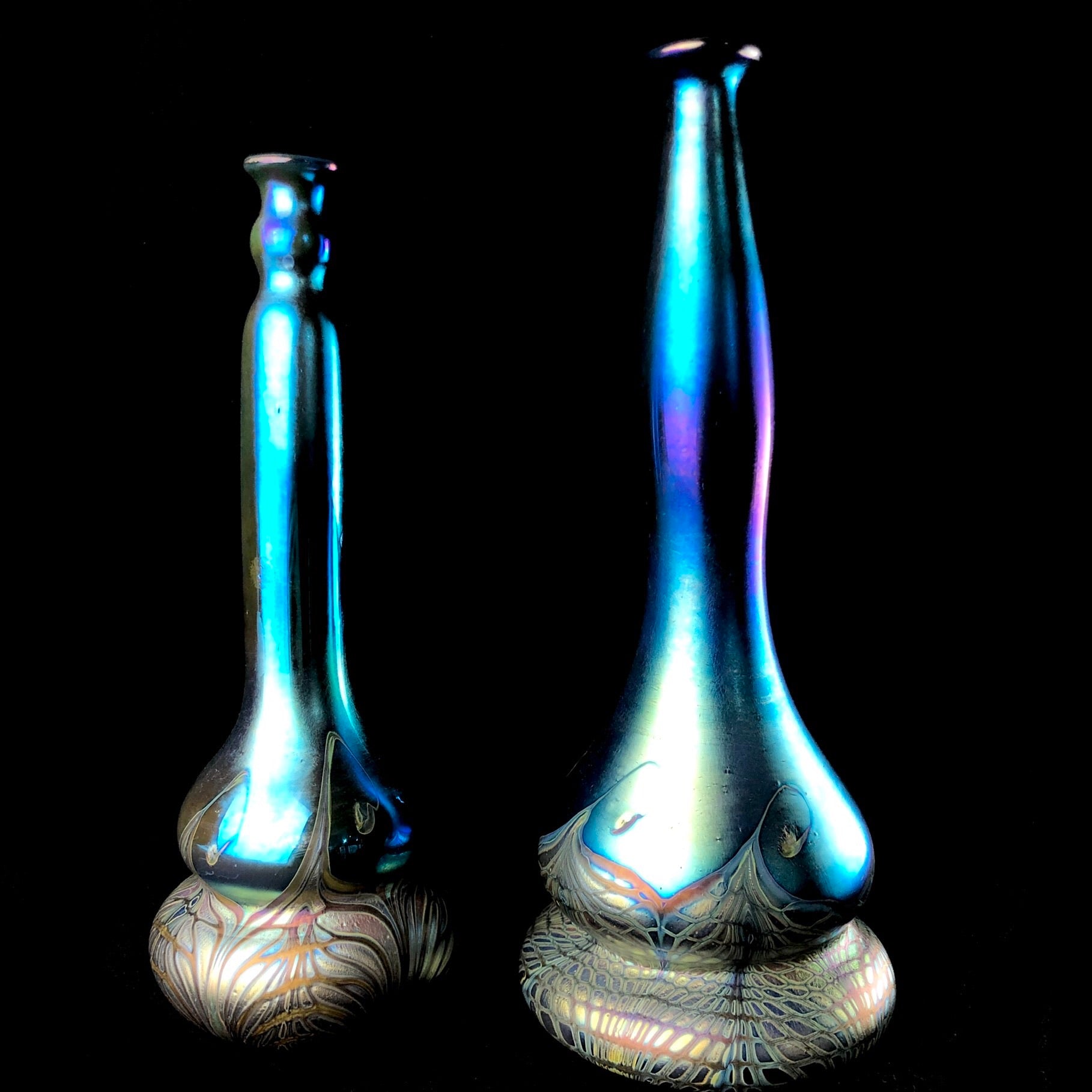 Side by side comparison of Lipped Bottle Lustreware Vases