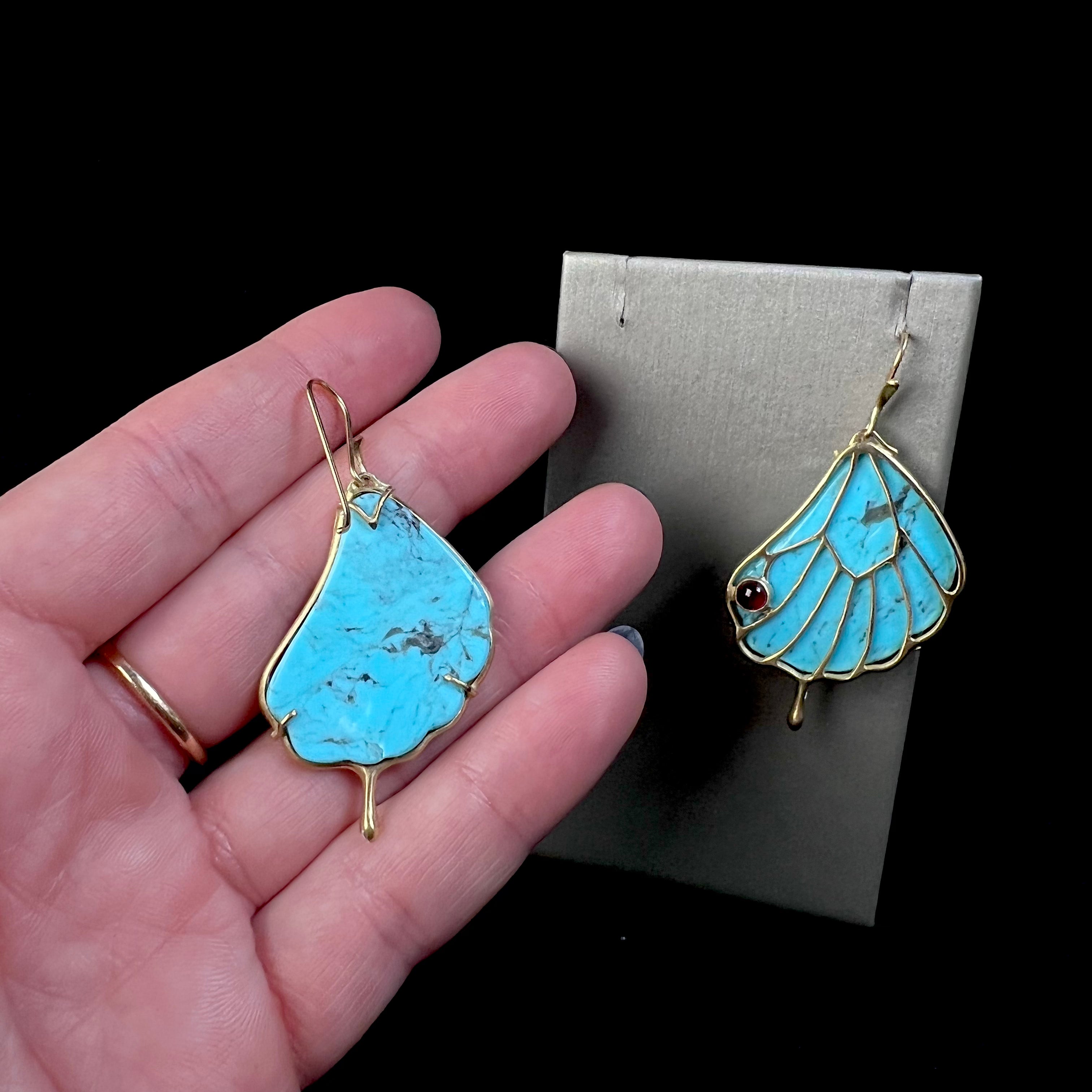 Back view of Turquoise Butterfly Wing Earring