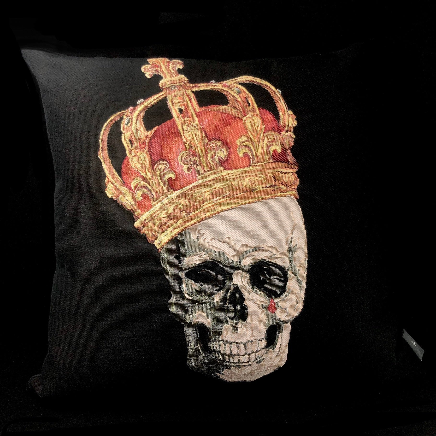Front view of Crowned Skull Pillow