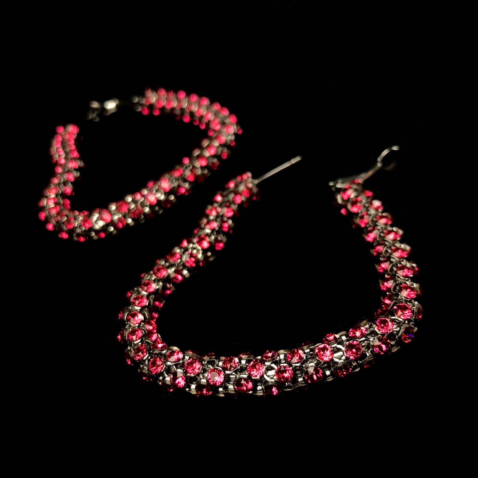 Pink HEART Swarovski Crystal Hoop Earrings