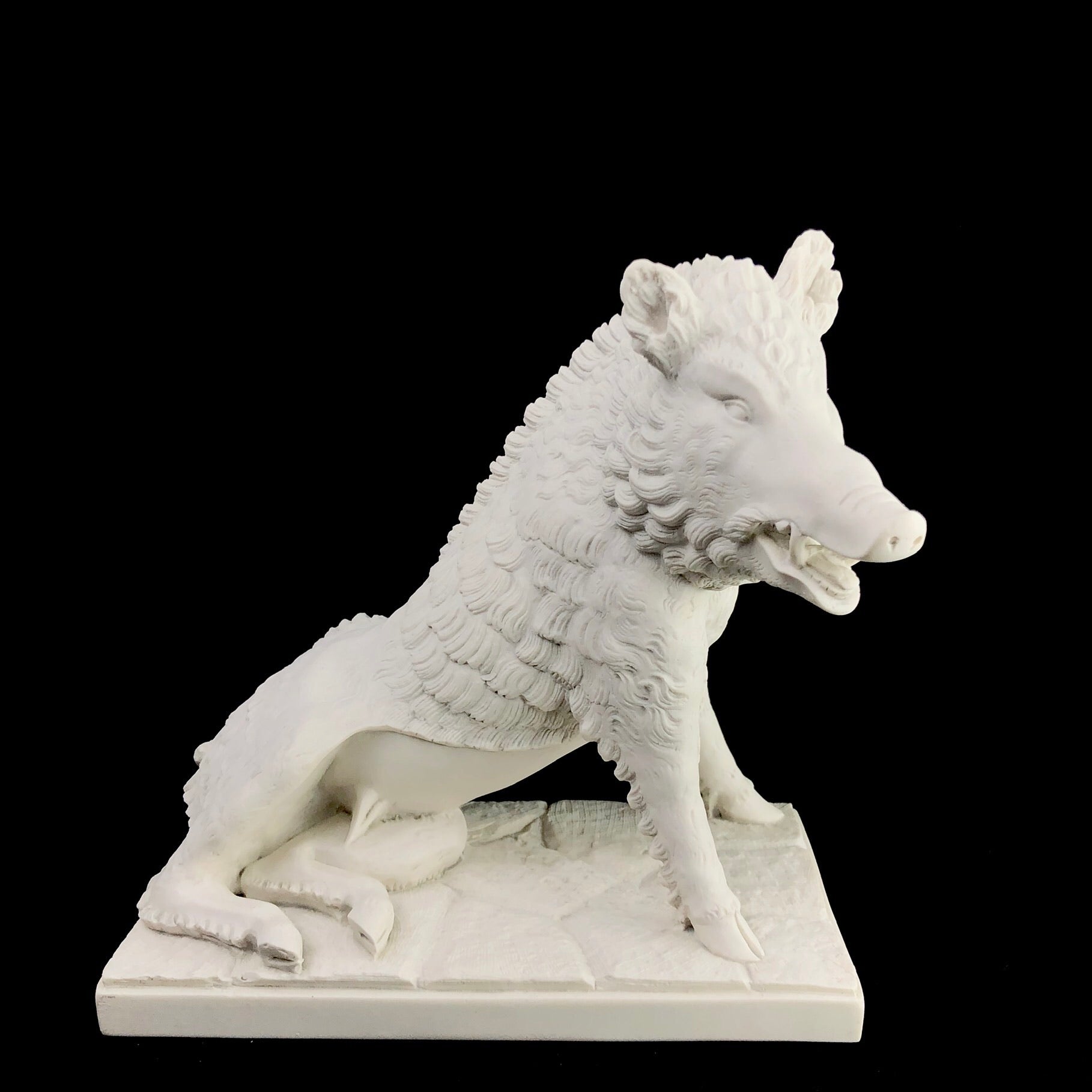 Front view of Marble Boar Sculpture