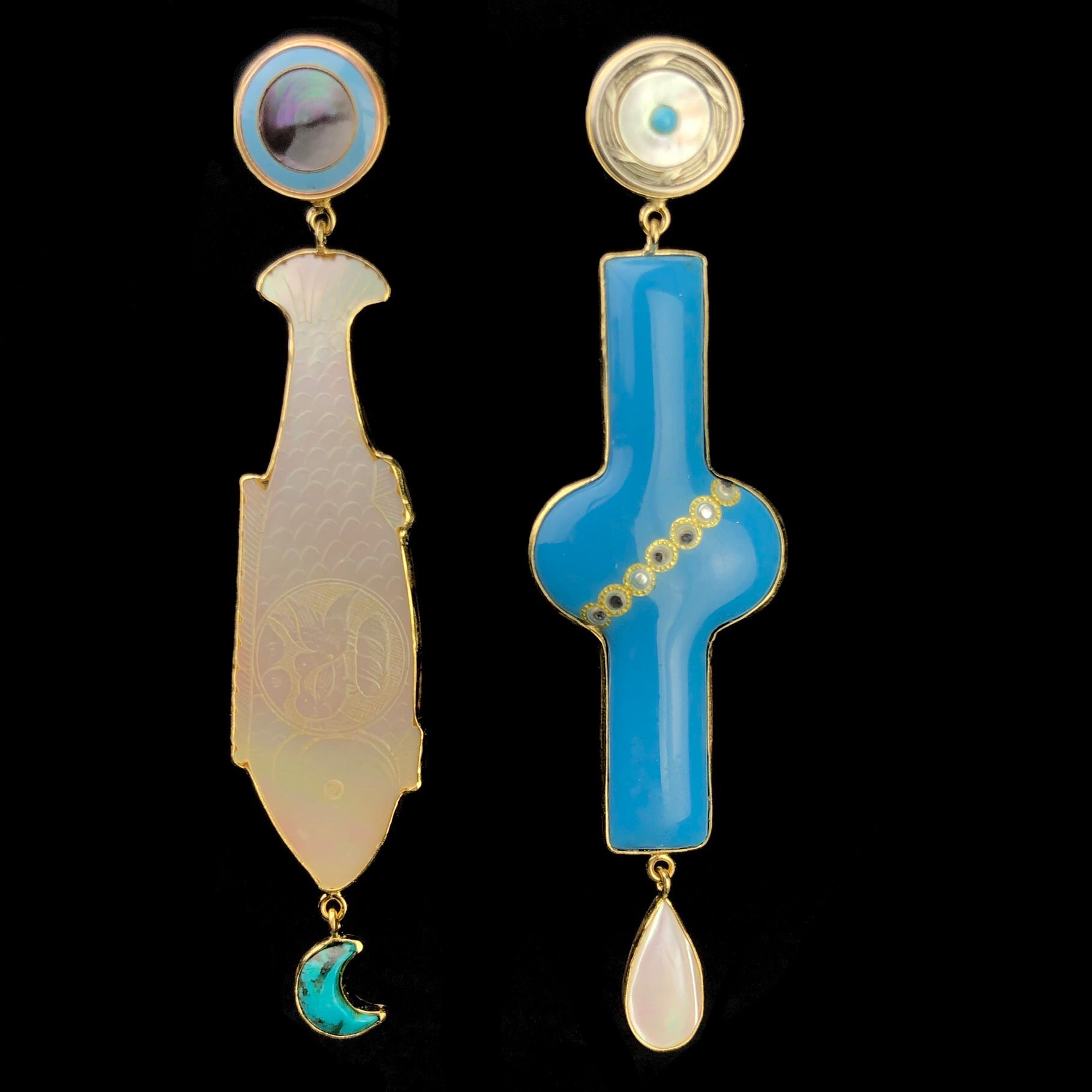 Front view of Blue Fish Earrings