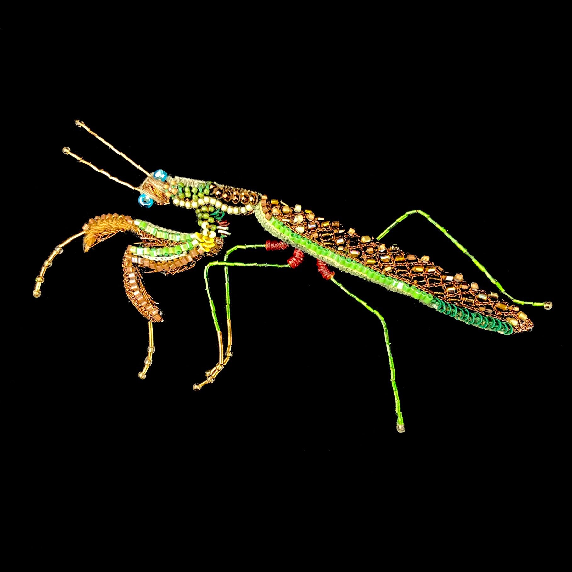 Front view of Praying Mantis Brooch Pin