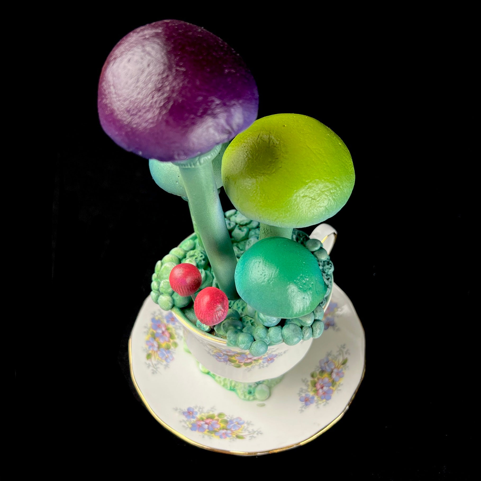 Top view of Queen Anne China Mushroom Teacup