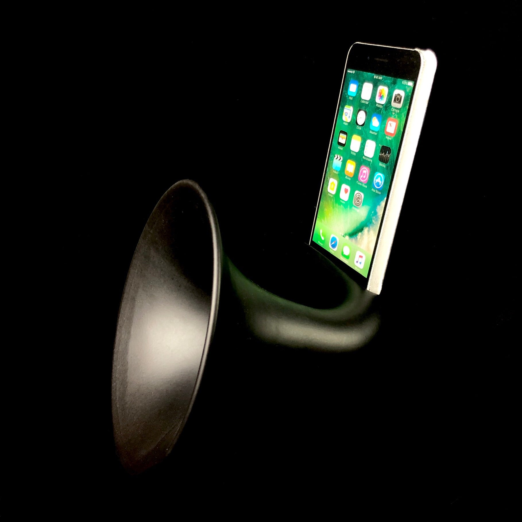 Side view of Matte Black Phonograph