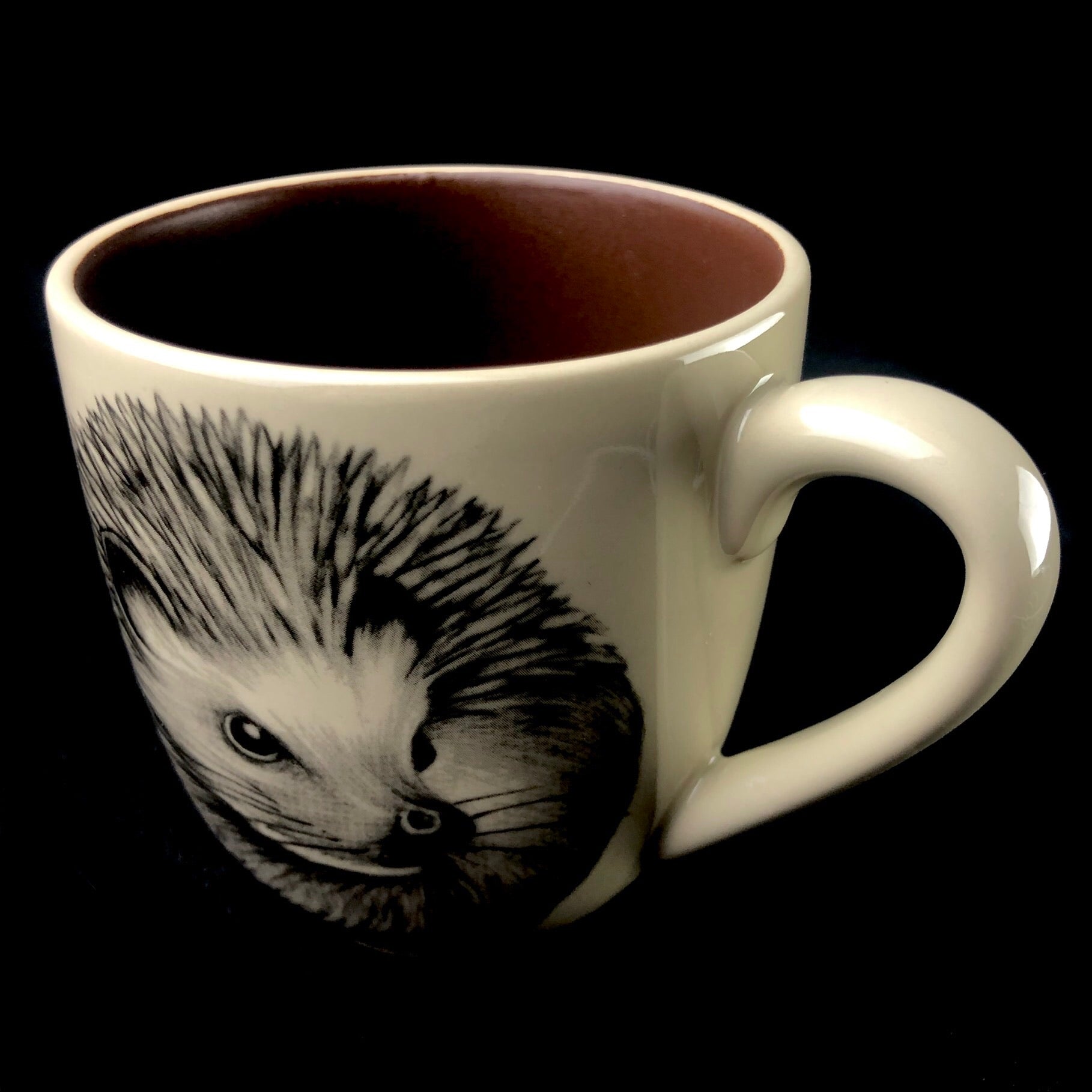 Top view of Hedgehog Mug with brown interior