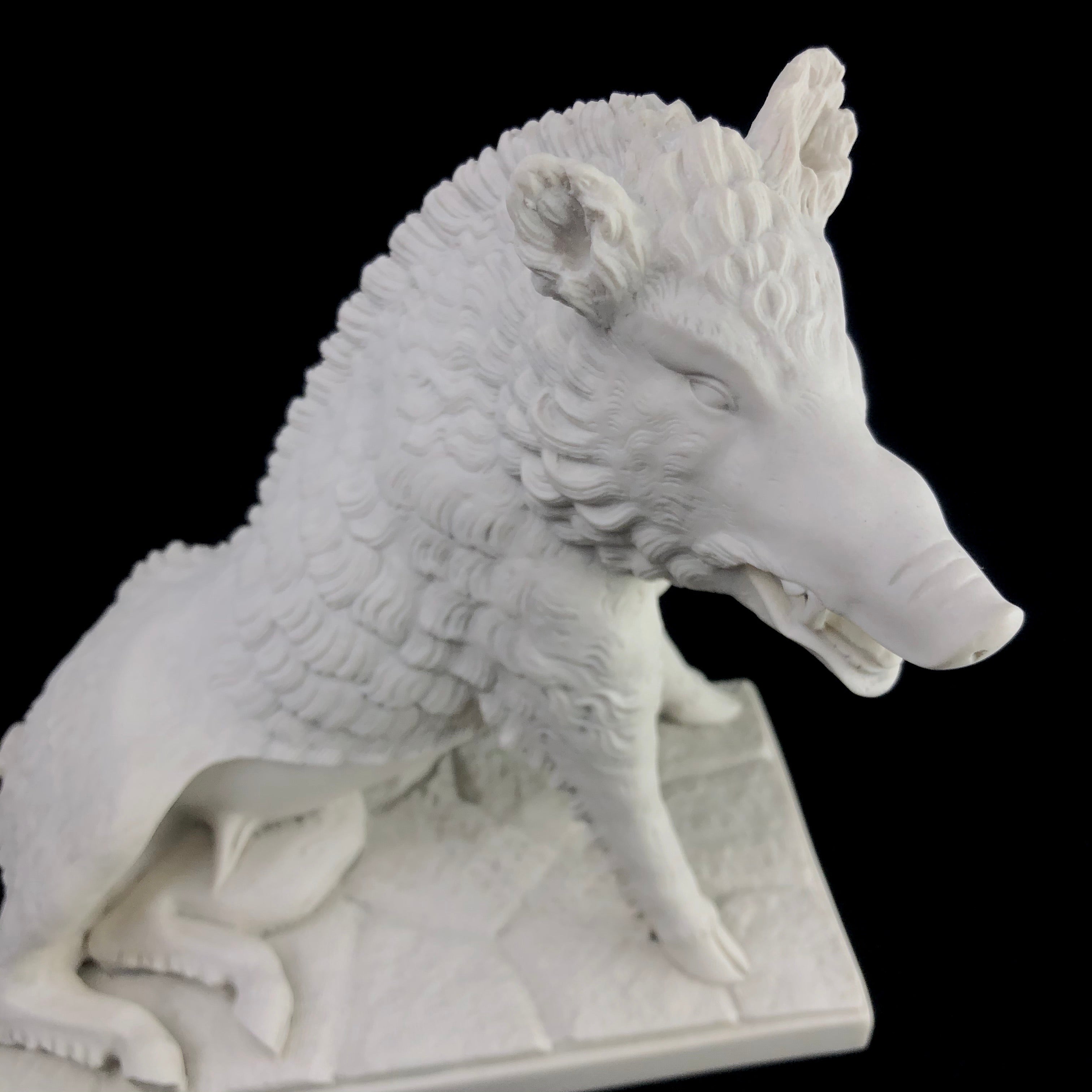 Top detail view of Marble Boar Sculpture