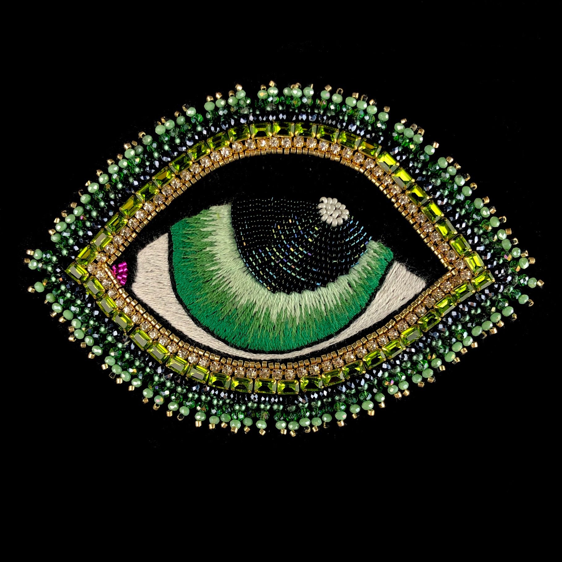 Front view of Extra Large Green Eye Brooch