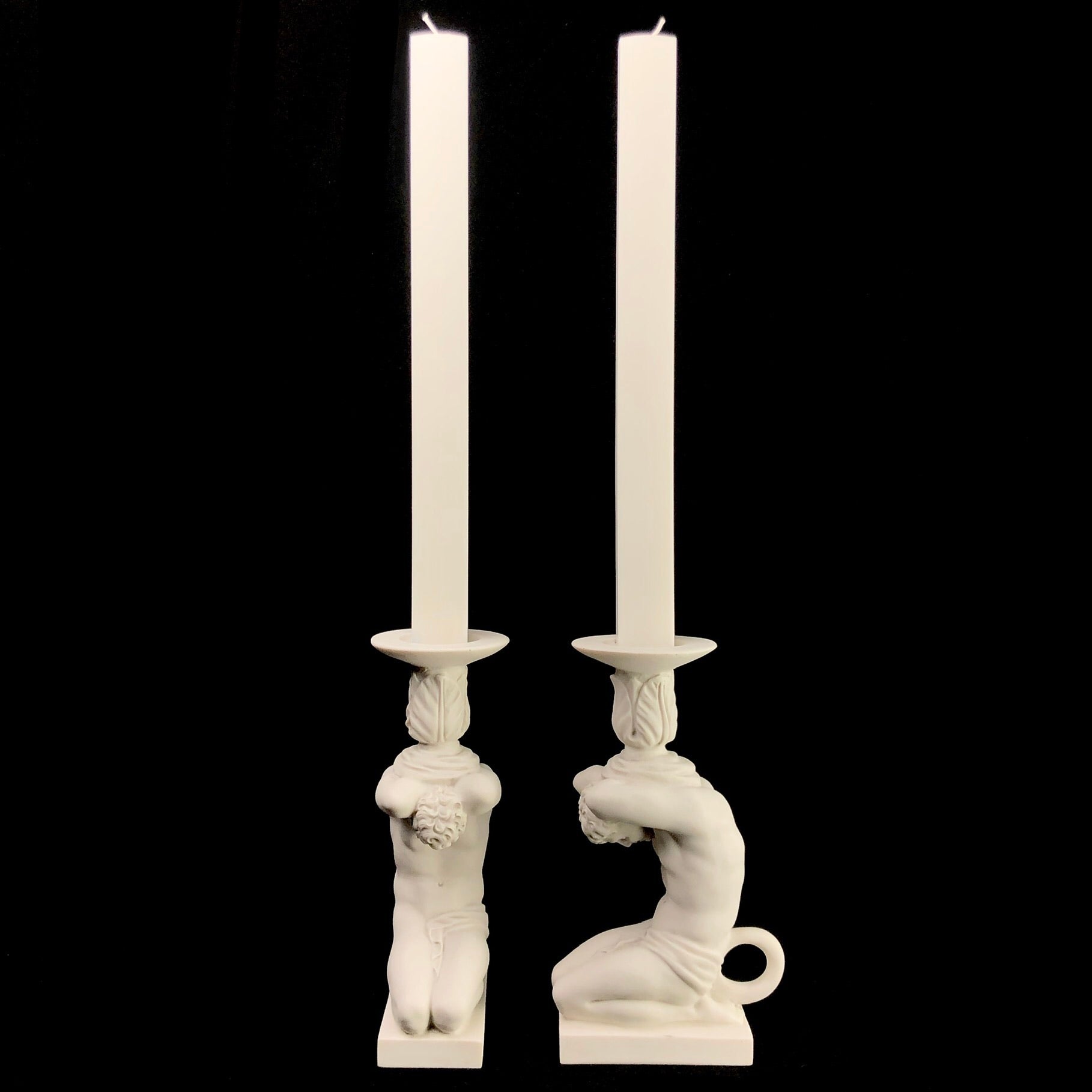 Front and side view of Marble Candlestick Holder